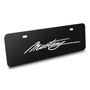 Ford Mustang Script 3D Logo 12" x 4.25" European Look Black Half-Size Stainless Steel License Plate