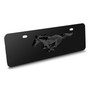 Ford Mustang 3D Black Pony Logo on 12" x 4.25" Half-Size Black Stainless Steel License Plate
