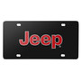 Jeep Red Logo Black Stainless Steel License Plate