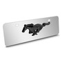 Ford Mustang 3D Black Pony Logo on 12" x 4.25" Half-Size Chrome Stainless Steel License Plate