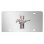 Ford Mustang Tri-Bar 3D Dome Logo on Mirror Chrome Stainless Steel License Plate