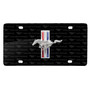 Ford Mustang Tri--Bar 3D Dome Logo on Logo Pattern Black Aluminum License Plate