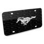 Ford Mustang 3D Chrome Pony Logo on Logo Pattern Black Aluminum License Plate