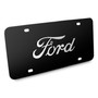 Ford 3D Script Logo in Silver on Black Stainless Steel License Plate