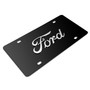 Ford 3D Script Logo in Silver on Black Stainless Steel License Plate