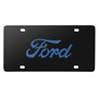 Ford 3D Script Logo in Blue on Black Stainless Steel License Plate