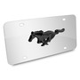 Ford Mustang 3D Black Pony Logo on Chrome Stainless Steel License Plate