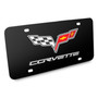 Chevrolet Corvette C6 3D Logo Black Metal License Plate