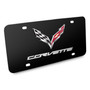 Chevrolet Corvette C7 3D Logo Black Metal License Plate