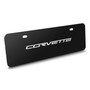 Chevrolet Corvette C6 3D Logo 12" x 4.25" European Look Black Half-Size Stainless Steel License Plate