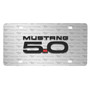 Ford Mustang 5.0 3D Logo on Logo Pattern Brushed Aluminum License Plate