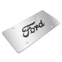 Ford 3D Script Logo in Black on Mirror Chrome Stainless Steel License Plate