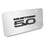 Ford Mustang 5.0 3D Dark Gray Logo on Mirror Chrome Stainless Steel License Plate