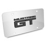 Ford Mustang GT 3D Dark Gray Logo on Mirror Chrome Stainless Steel License Plate