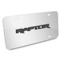 Ford F-150 Raptor 3D Dark Gray Logo on Mirror Chrome Stainless Steel License Plate