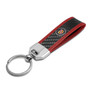Cadillac Logo Real Carbon Fiber Strap with Red Leather Stitching Edge Key Chain
