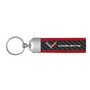 Chevrolet Corvette C7 Real Carbon Fiber Strap with Red Leather Stitching Edge Key Chain