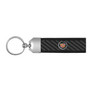 Cadillac Logo Real Carbon Fiber Strap with Black Leather Stitching Edge Key Chain