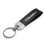 Cadillac Script Logo Real Carbon Fiber Strap with Black Leather Stitching Edge Key Chain