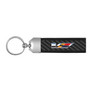 Cadillac V Logo Real Carbon Fiber Strap with Black Leather Stitching Edge Key Chain