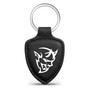 Dodge Demon Soft Real Black Leather Shield-Style Key Chain