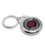 Dodge Demon in Red Real Black Carbon Fiber Chrome Roundel Metal Case Key Chain