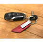 Jeep Red PU Leather Carbon Fiber Texture Strap Silver Metal Bar LED Printed Logo Key Chain