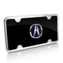 Acura Blue Logo Black Acrylic Auto License Plate with Chrome Frame Kit