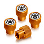 Jeep Willys Star Logo in White on Golden Premium Anodized Aluminum Tire Valve Stem Caps - Set of 4