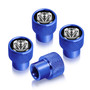 RAM 2019 up Logo in Black on Blue Premium Anodized Aluminum Tire Valve Stem Caps - Set of 4