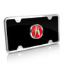 Acura Red Logo Black Acrylic Auto License Plate with Chrome Frame Kit