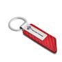 Ford Mustang Tri-Bar Red PU Leather Carbon Fiber Texture Strap Silver Metal Bar LED Printed Logo Key Chain