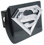 Superman "Black 3D Chrome S Emblem" Steel Trailer Hitch Cover Fits 2 Inch Auto Car Truck Receiver