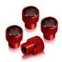 Dodge Demon Red Logo in Black on Red Premium Anodized Aluminum Tire Valve Stem Caps - Set of 4
