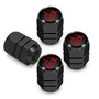 Dodge Demon Red Logo in Black on Black Hexagon Shape Premium Anodized Aluminum Tire Valve Stem Caps - Set of 4