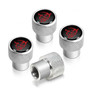 Dodge Demon Red Logo in Black on Shining Silver Premium Anodized Aluminum Tire Valve Stem Caps - Set of 4