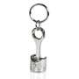 Ford Mustang Tri-Bar Logo in White Chrome Engine Piston and Rod Metal Key Chain