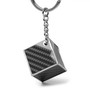 Ford Mustang GT Logo Black Real Carbon Fiber Custom Designed Cube Block Style Metal Key Chain