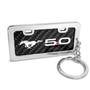 Ford Mustang 5.0 Black Real Carbon Fiber Mini Chrome Metal License Frame Style Key Chain