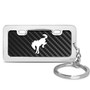 Ford Bronco Black Real Carbon Fiber Mini Chrome Metal License Frame Style Key Chain