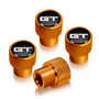 Ford Mustang GT in Black on Golden Easy-Grip Aluminum Tire Valve Stem Caps