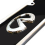 Infiniti 3D Logo Half-size Black Acrylic License Plate with Chrome Frame Kit