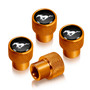 Ford Mustang in Black on Golden Easy-Grip Aluminum Tire Valve Stem Caps