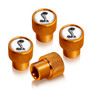 Ford Mustang Cobra in White on Golden Easy-Grip Aluminum Tire Valve Stem Caps