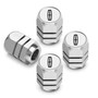 Lincoln Logo in White on Silver Hexagon Shape Premium Anodized Aluminum Tire Valve Stem Caps