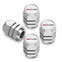 Chevrolet Corvette C7 Z06 Logo in White on Silver Hexagon Shape Premium Anodized Aluminum Tire Valve Stem Caps - Set of 4