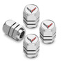 Chevrolet Corvette C8 Logo in White on Silver Hexagon Shape Premium Anodized Aluminum Tire Valve Stem Caps - Set of 4