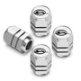 Chevrolet Impala Logo in White on Silver Hexagon Shape Premium Anodized Aluminum Tire Valve Stem Caps - Set of 4