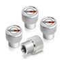 Chevrolet Corvette C4 Logo in White on Shining Silver Easy-Grip Aluminum Tire Valve Stem Caps
