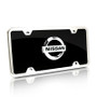 Nissan New Chrome Logo On Black License Plate + Frame